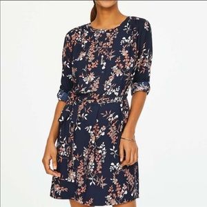 LOFT belted floral shirt dress